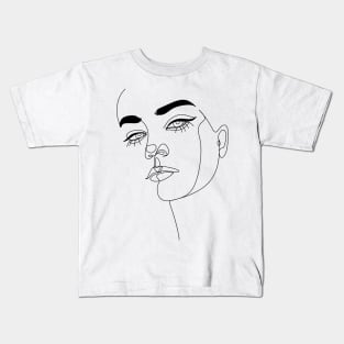 Abstact line art face Kids T-Shirt